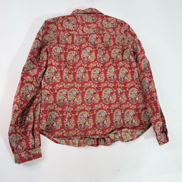 VTG Liz Claiborne Tops Womens Small Red Long Sleeve Button Down Paisley Cotton - Picture 9 of 10